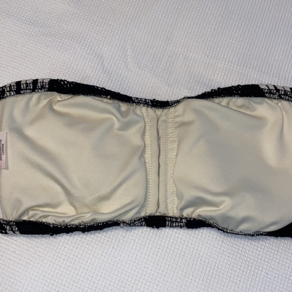 Betsey Johnson Bikini Strapless Top Lace with buttons Size Large Black - Picture 7 of 12